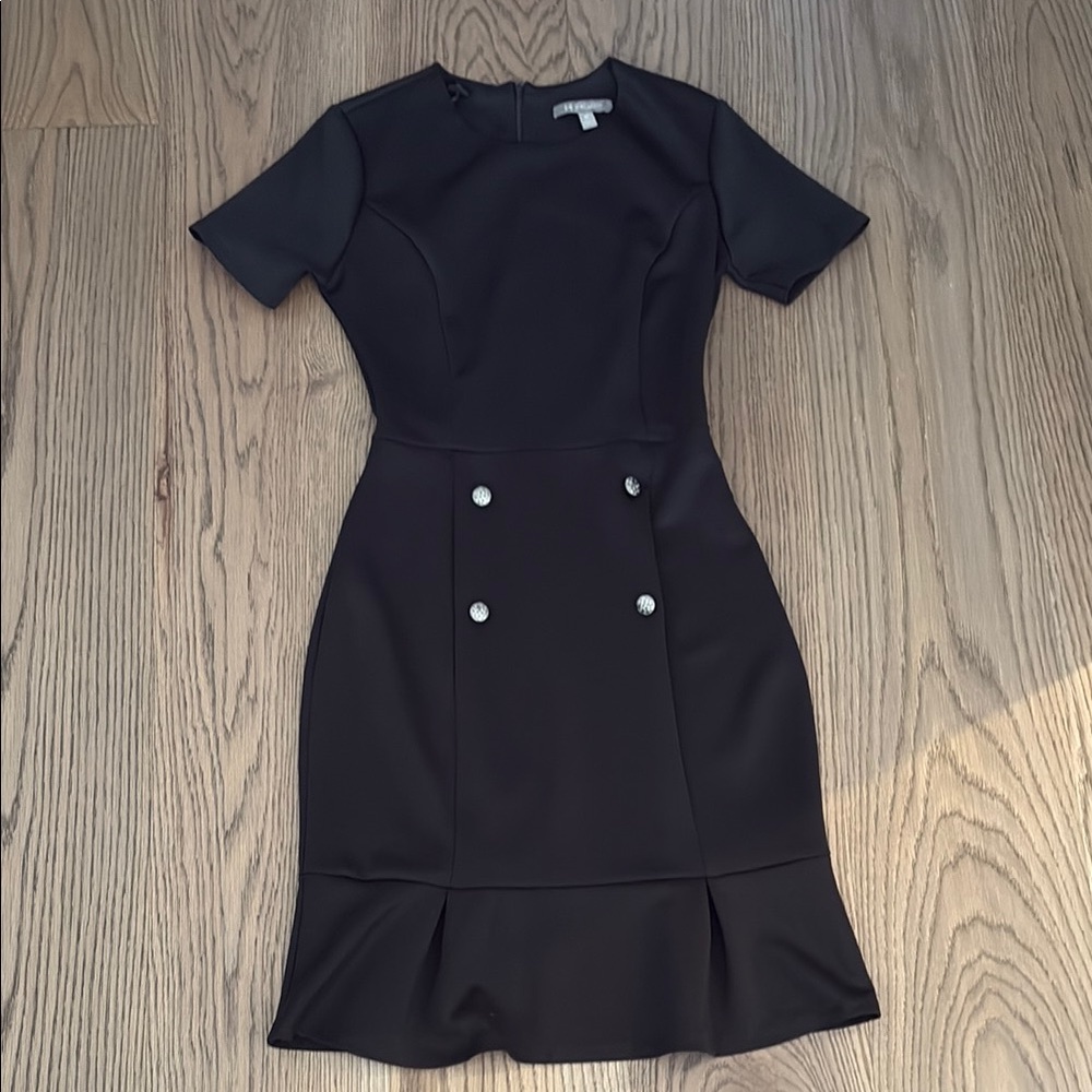 Black Ruffled Sheath Mini Dress